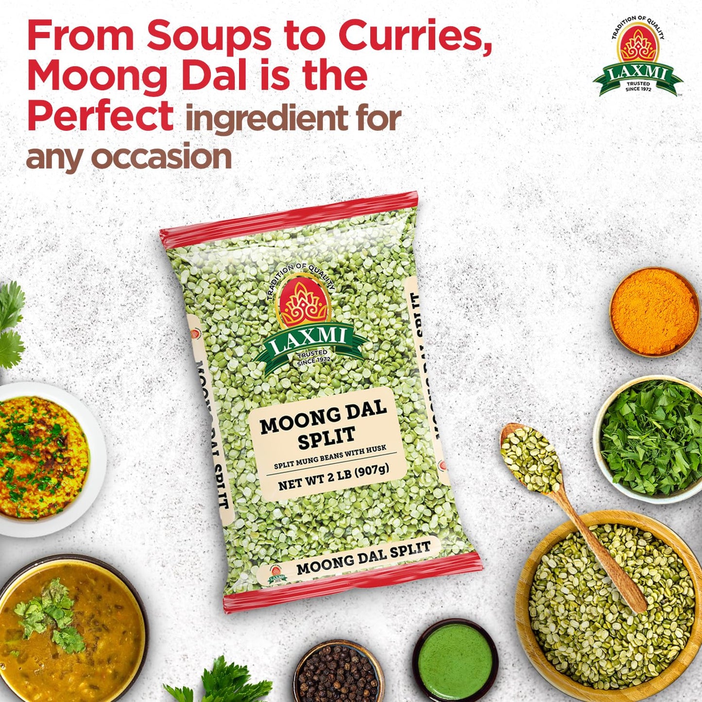 Laxmi Moong Dal (Split Mung Beans) - 2 Pound Bag