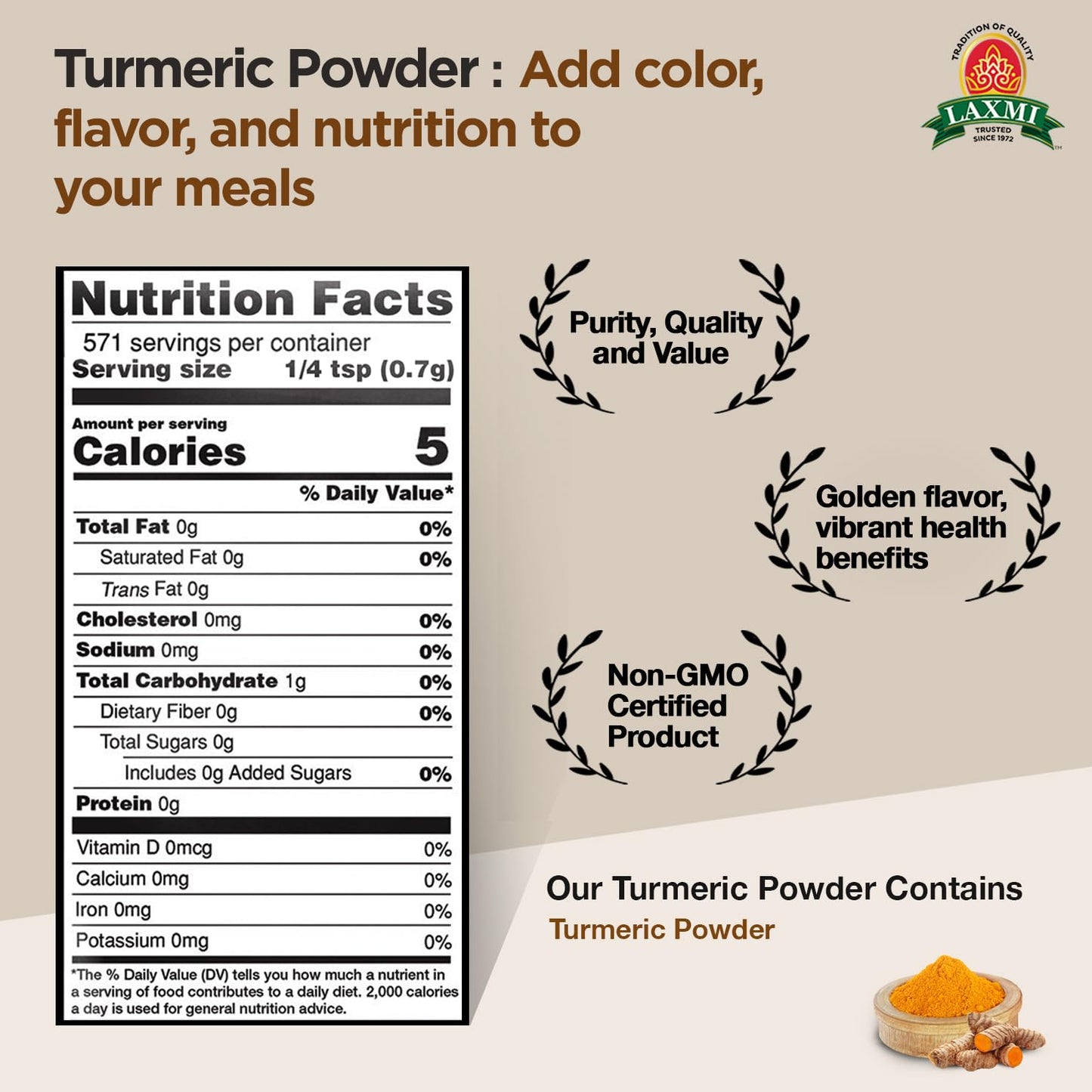 Laxmi Turmeric Powder 200 GM (NONGMO)